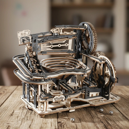 Premium 3D Wooden Marble Run - Spiral