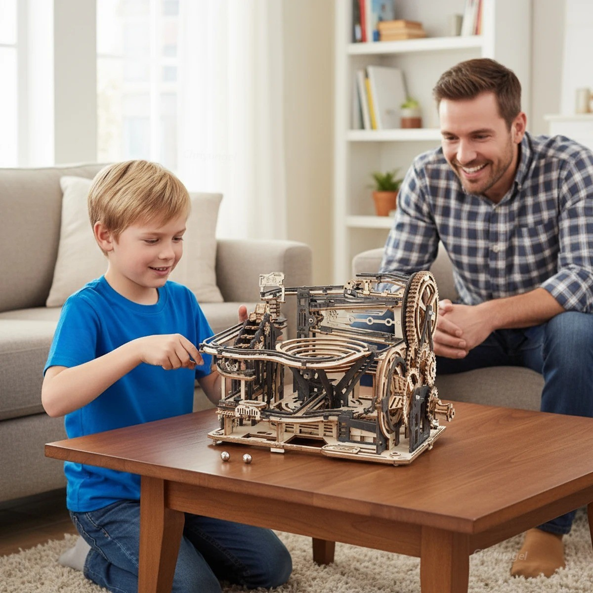 Premium 3D Wooden Marble Run - Spiral